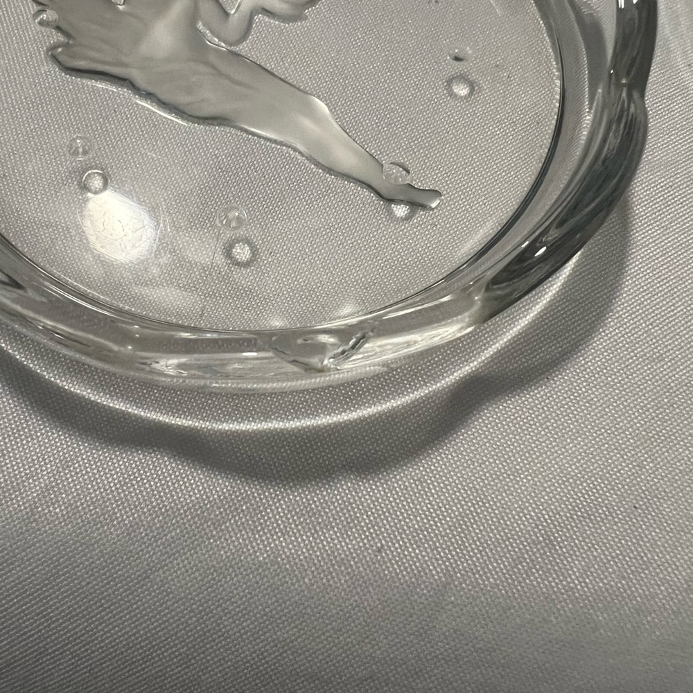 Zodiac Vintage Val St Lambert Crystal Coaster Clear and Frost